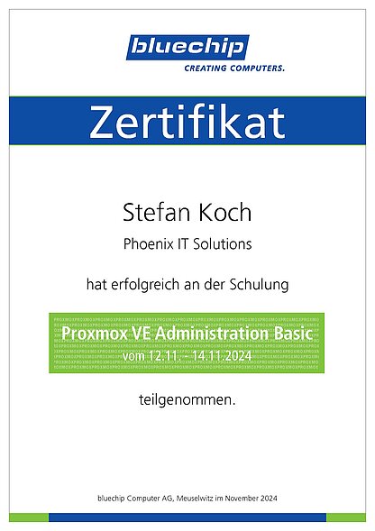 Stefan_Koch_Urkunde_Zertifikat_Proxmox_Basic