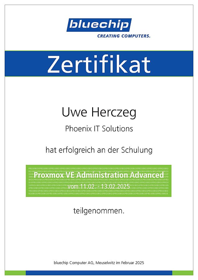 Uwe_Herczeg_Urkunde_Zertifikat_Proxmox_Advances